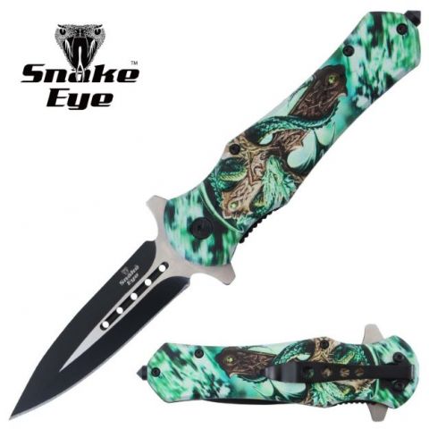 Snake Eye Tactical Spring Assisted Knife - Green Dragon