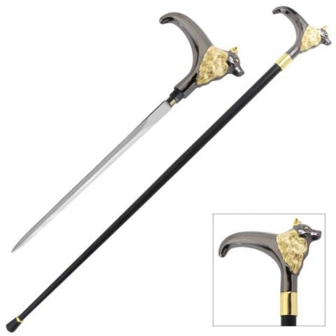 Walking Cane/ Sword Cane- Wolf