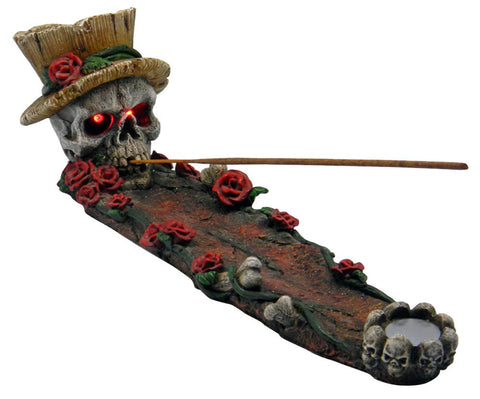 Fantasy Incense Burner - Skull w/ Roses