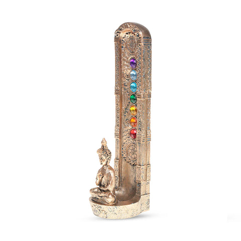 Fantasy Tower Incense Burner - Buddha w/ Chakra Stones