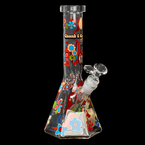 Cheech & Chong 10" Hex Beaker Clear Power to the Flower Water Pipe