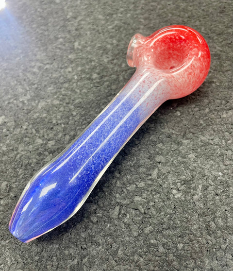 Three Tone Frit Pipe - Red, White & Blue