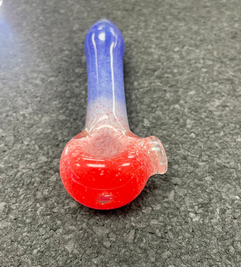 Three Tone Frit Pipe - Red, White & Blue