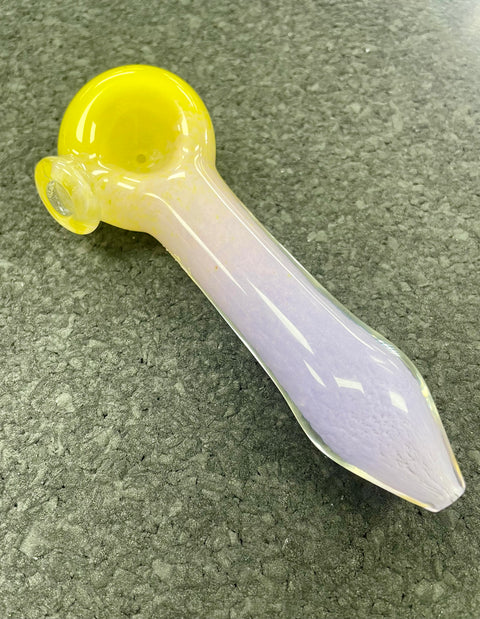 Three Tone Frit Pipe - Yellow, pink & purple #3