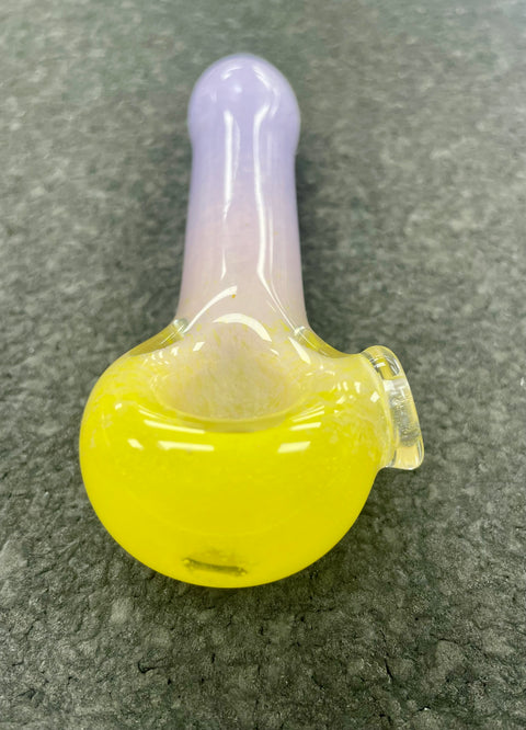 Three Tone Frit Pipe - Yellow, pink & purple #2