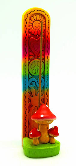 Fantasy Tower Incense Burner - Rainbow Mushrooms