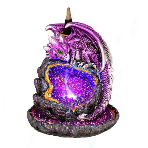 Backflow Magic Incense Burner - Purple Geode Baby Dragon