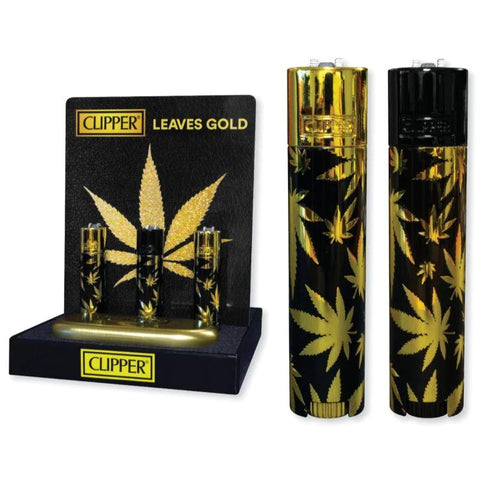 Clipper Metal Lighter - Leaves Gold