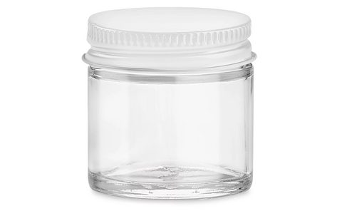 Uline 1 oz Glass Jar With White Lid - Clear Straight Sided