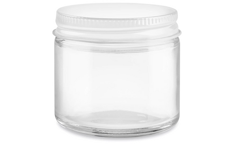 2 oz Glass Jar With White Lid - Clear Straight Sided