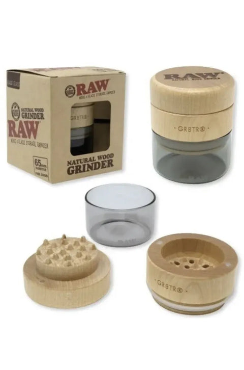 Raw Natural Wood Grinder & Glass Storage