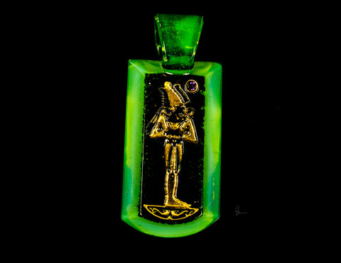 Green T Glass Tablet Pendy