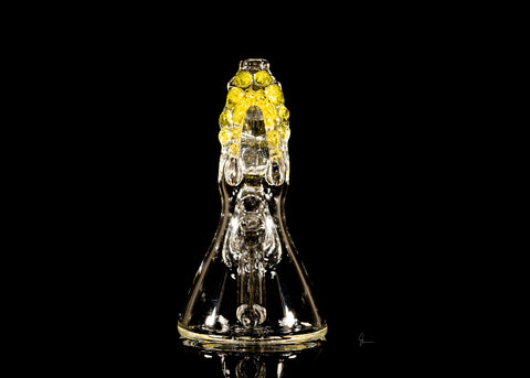 Enuff Glass - TRex Beaker Clear w/ Yellow Teeth